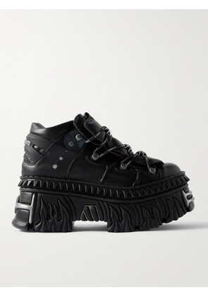 VETEMENTS - New Rock Embellished Leather Platform Sneakers - Men - Black - EU 40