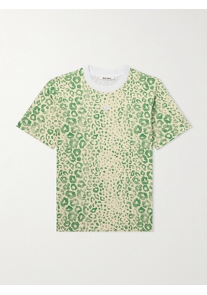 Wales Bonner - Original Logo-Embroidered Leopard-Print Organic Cotton-Jersey T-Shirt - Men - Green - XS