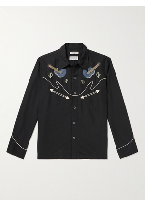 Nudie Jeans - Gonzo Embroidered Lyocell Western Shirt - Men - Black - S
