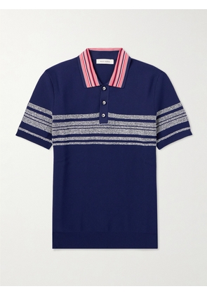 Wales Bonner - Dawn Slim-Fit Striped Knitted Polo Shirt - Men - Blue - XS