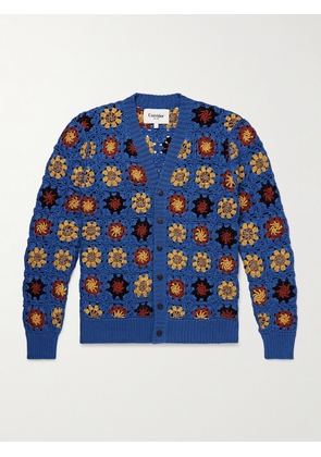 Corridor - Crocheted Pima Cotton Cardigan - Men - Blue - M