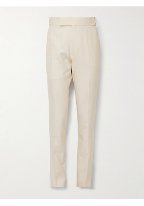 TOM FORD - Atticus Slim-Fit Tapered Silk-Canvas Suit Trousers - Men - Neutrals - IT 48
