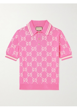 Gucci - Logo-Intarsia Cotton Polo Shirt - Men - Pink - S