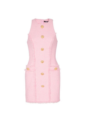 Balmain Gingham Sleeveless Mini Dress