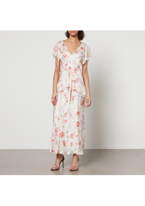 RIXO Evie Floral-Print Satin Midi Dress - UK 8
