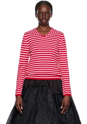 Comme des Garçons Girl Red & Pink Striped Sweater