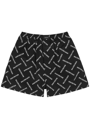 Balenciaga Logo-print Cotton-poplin Shorts - Black - 46 (IT46 / S)