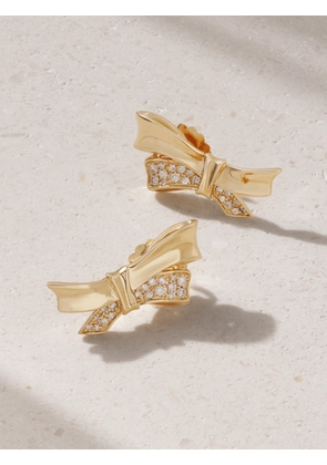 Mason and Books - Chiffon Bow 14-karat Gold Diamond Earrings - One size