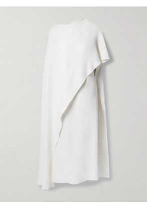 Valentino Garavani - Asymmetric Cape-effect Silk-crepe Midi Dress - White - IT36,IT38,IT40,IT42,IT44,IT46,IT48