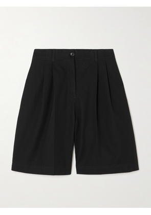 TOTEME - Pleated Organic Cotton-twill Shorts - Black - DK32,DK34,DK36,DK38,DK40,DK42