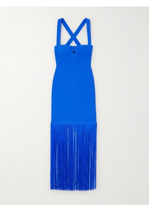 Galvan - Mia Fringed Ribbed-knit Gown - Blue - x small,small,medium,large,x large