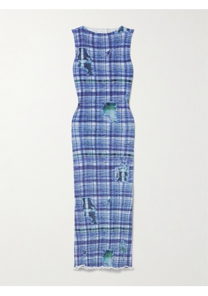 Acne Studios - Printed Ribbed Stretch-knit Midi Dress - Blue - xx small,x small,small,medium,large