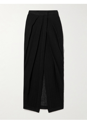 Lisa Marie Fernandez - + Net Sustain Pleated Crinkled Linen-blend Gauze Pareo - Black - 0,1,2,3,4