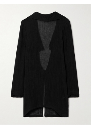 Lisa Marie Fernandez - Open-back Ruffled Linen-blend Gauze Tunic - Black - XS/S,M/L