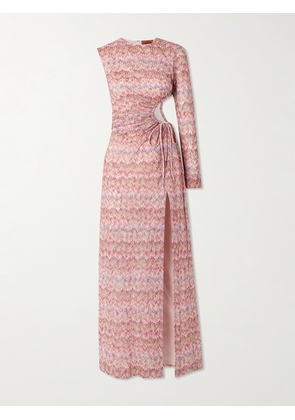 Missoni - One-sleeve Cutout Metallic Crochet-knit Maxi Dress - Pink - IT36,IT38,IT40,IT42,IT44,IT46