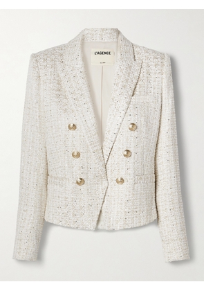 L'AGENCE - Brooke Double-breasted Metallic Cotton-blend Bouclé-tweed Blazer - Off-white - US2,US4,US6,US8,US10,US12