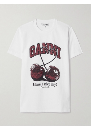 GANNI - + Net Sustain Printed Organic Cotton-jersey T-shirt - White - xx small,x small,small,medium,large,x large,xx large
