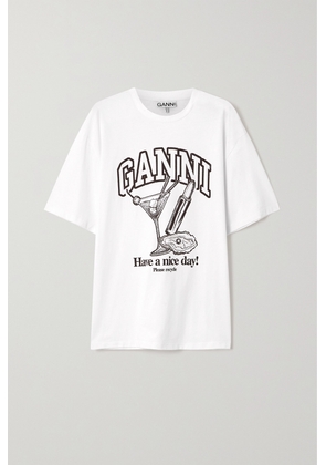 GANNI - + Net Sustain Printed Organic Recycled Cotton-jersey T-shirt - White - xx small,x small,small,medium,large,x large,xx large