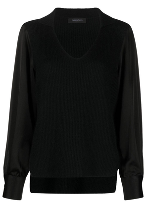 Fabiana Filippi shirt-sleeve ribbed-knit jumper - Black