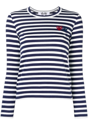 Comme Des Garçons Play double-heart logo striped T-shirt - Blue