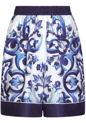 Dolce & Gabbana Majolica-print silk pajama shorts - Blue