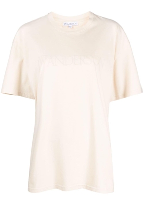 JW Anderson logo-embroidered cotton T-shirt - Neutrals