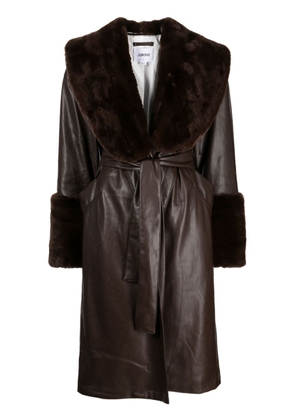 Jakke Bailey faux-leather trench coat - Brown