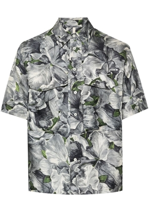 Sunflower floral-print silk shirt - Grey