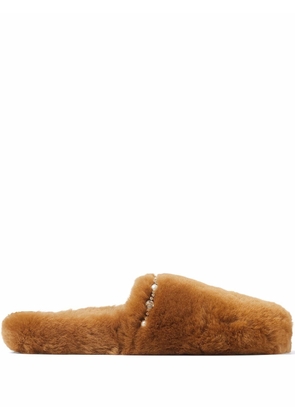 Jimmy Choo Alienate flat shearling slippers - Brown