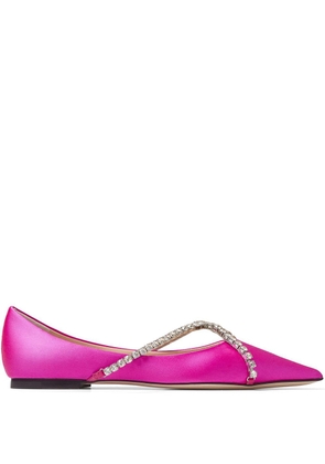 Jimmy Choo Genevi crystal-embellished ballerina shoes - Pink