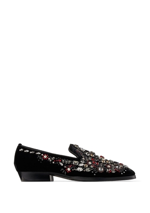 Jimmy Choo Saul crystal-embellished slip-on shoes - Black