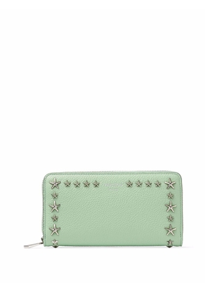 Jimmy Choo Pippa star-studded leather wallet - Green