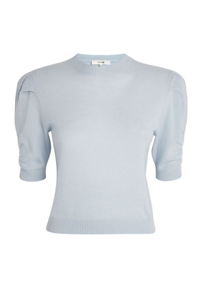 Frame Cashmere Ruched-Sleeve Sweater