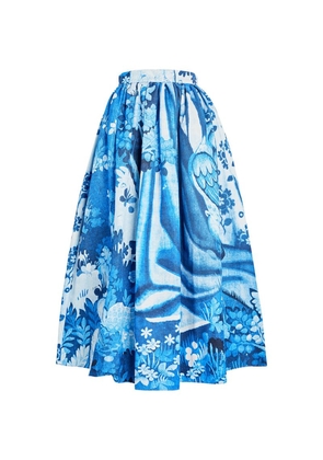 Erdem Cotton-Blend Floral Print Midi Skirt