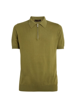 Moorer Cotton Quarter-Zip Polo Shirt