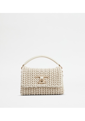 Tod's - T Timeless Flap Bag in Leather Micro, OFF WHITE,  - Bags