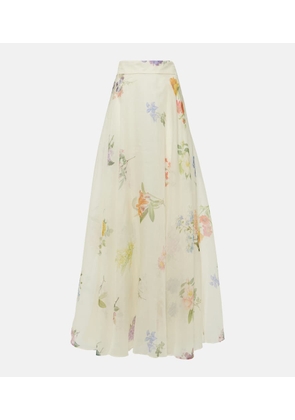 Zimmermann Natura floral linen and silk organza maxi skirt
