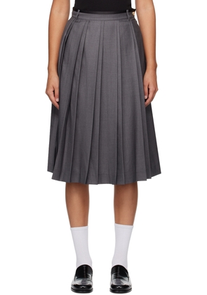 Dunst Gray Double Pleats Midi Skirt