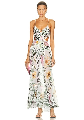 PatBO Jasmin Bustier Maxi Dress in White - White. Size 2 (also in ).