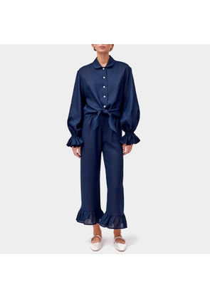 Sleeper Women's Rumba Linen Lounge Suit - Navy - XS