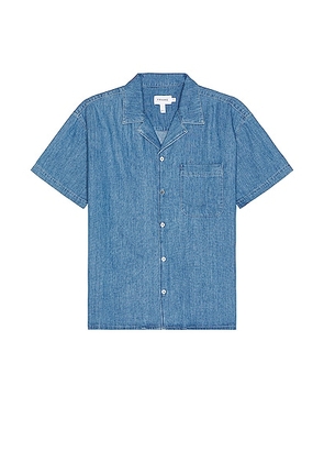 FRAME Denim Camp Collar Shirt in Salt Water - Blue. Size L (also in ).