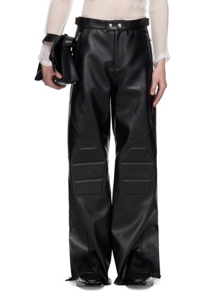 System Black Motorcycle Faux-Leather Pants