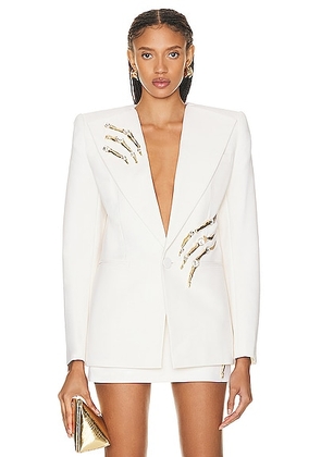 AREA Crystal Claw Relaxed Blazer in Ivory - Ivory. Size 6 (also in ).