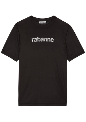 Paco Rabanne Logo-embellished Satin-jersey T-shirt - Black - M (UK12 / M)