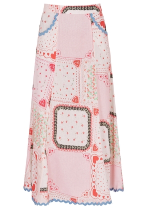 Damson Madder Hyan Printed Cotton-blend Midi Skirt - Multicoloured - 12 (UK12 / M)