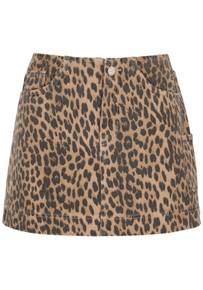 Damson Madder Lily Leopard-print Denim Mini Skirt - 12 (UK12 / M)