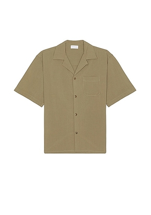 JOHN ELLIOTT Camp Shirt Solid in Bark - Sage. Size L (also in M, S, XL/1X).