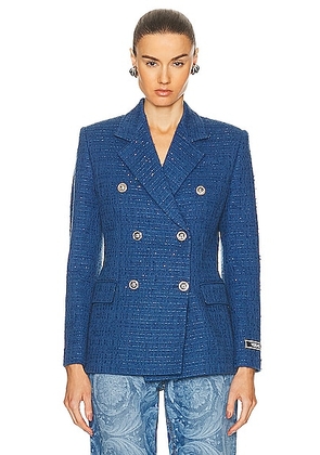 VERSACE Informal Tweed Jacket in Blue - Blue. Size 36 (also in 38).