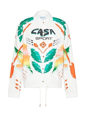 Casablanca Printed Coach Jacket in Casa Moto White - White. Size M (also in L, S, XL).