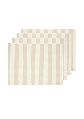 HAWKINS NEW YORK Essential Striped Set Of 4 Placemats in Ivory & Flax - Ivory. Size all.